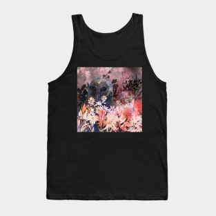 Cosmic Barn Owl in Flower Field Negative Painting Tank Top